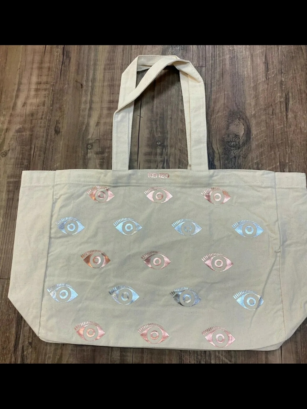 KENZO Canvas Tote with Iridescent Evil Eye